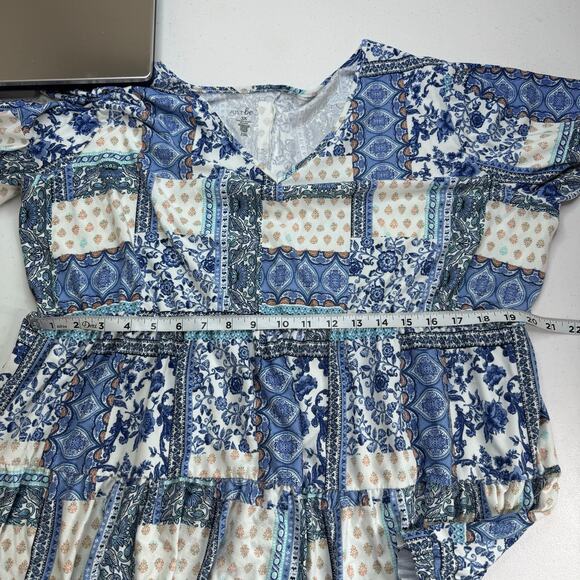 Just Be Women Plaid Patchwork Paisley Top Size 3X Blue Country Western Casual‎ - Picture 5 of 7